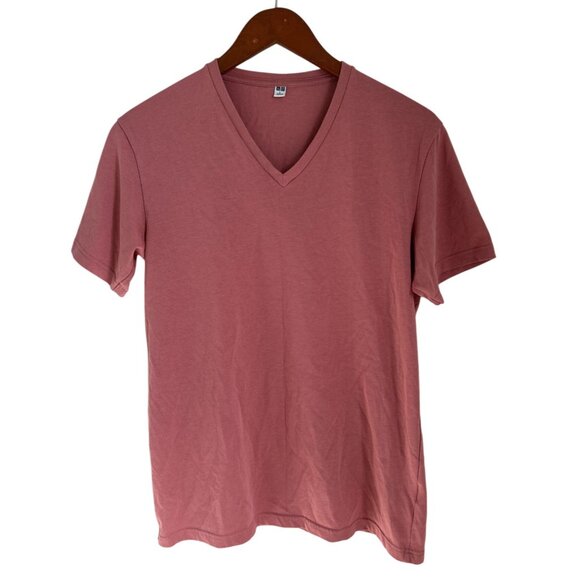 Uniqlo Mens Pink V-Neck T-Shirt L 57% Cotton 43% Polyester Thailand - Picture 1 of 6
